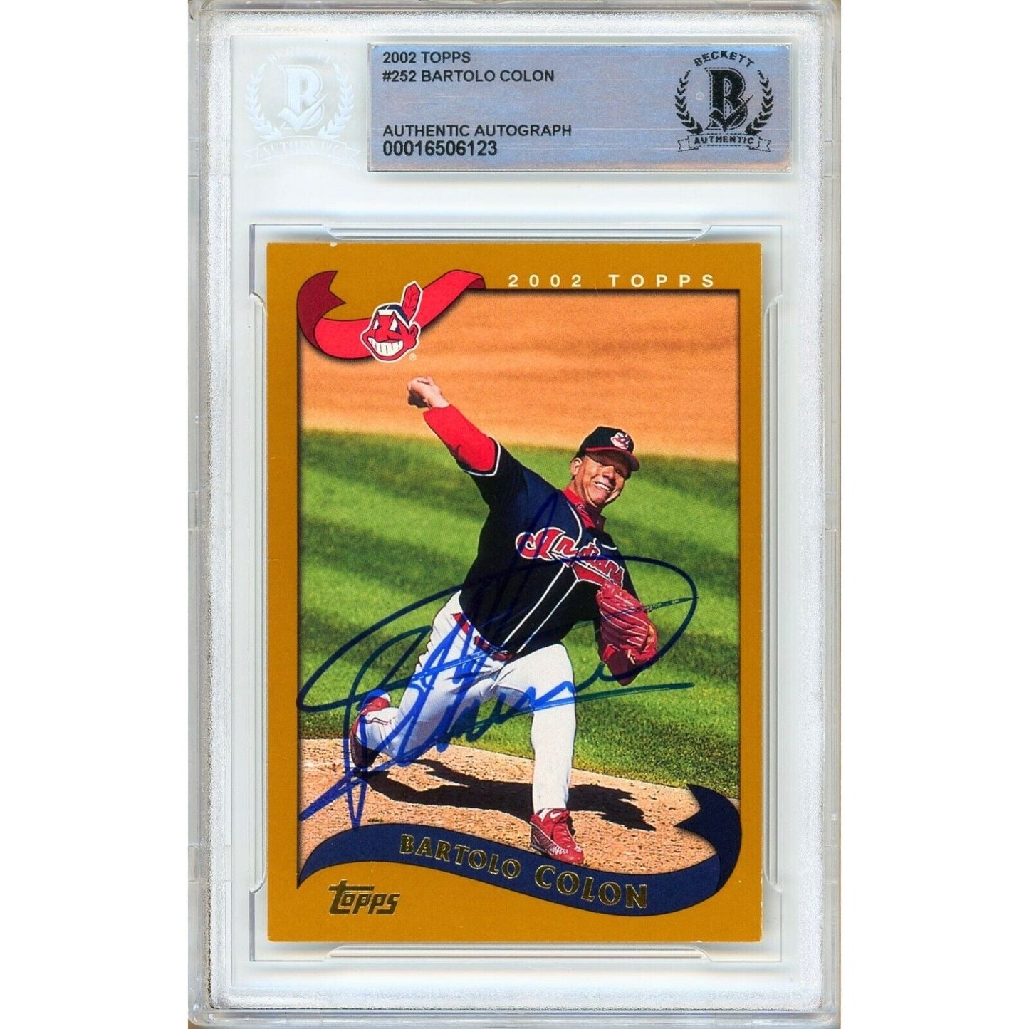 2002 Topps #252 — Bartolo Colon Cleveland Indians Autographed Trading Card — Beckett Authentication