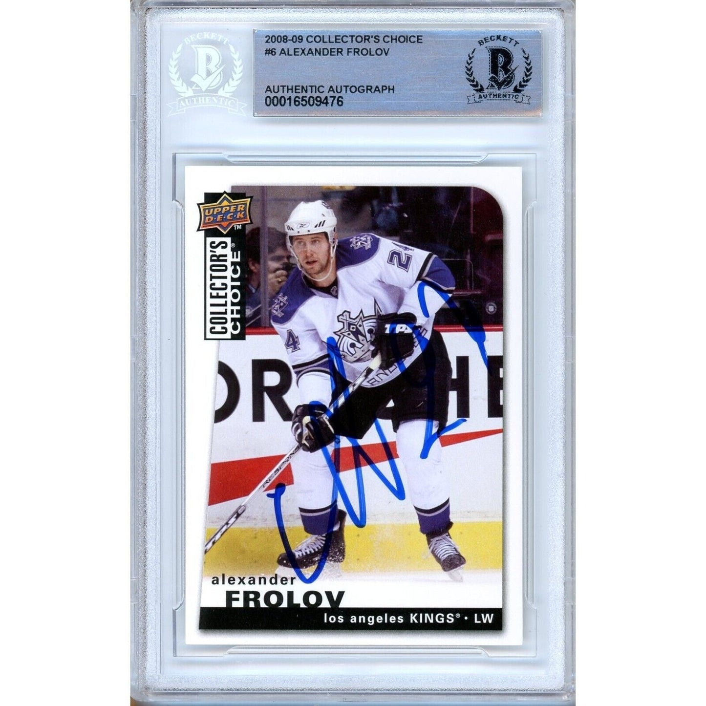 2008-09 UD Collectors Choice #6 — Alexander Frolov Los Angeles Kings Autographed Trading Card — Beckett Authentication