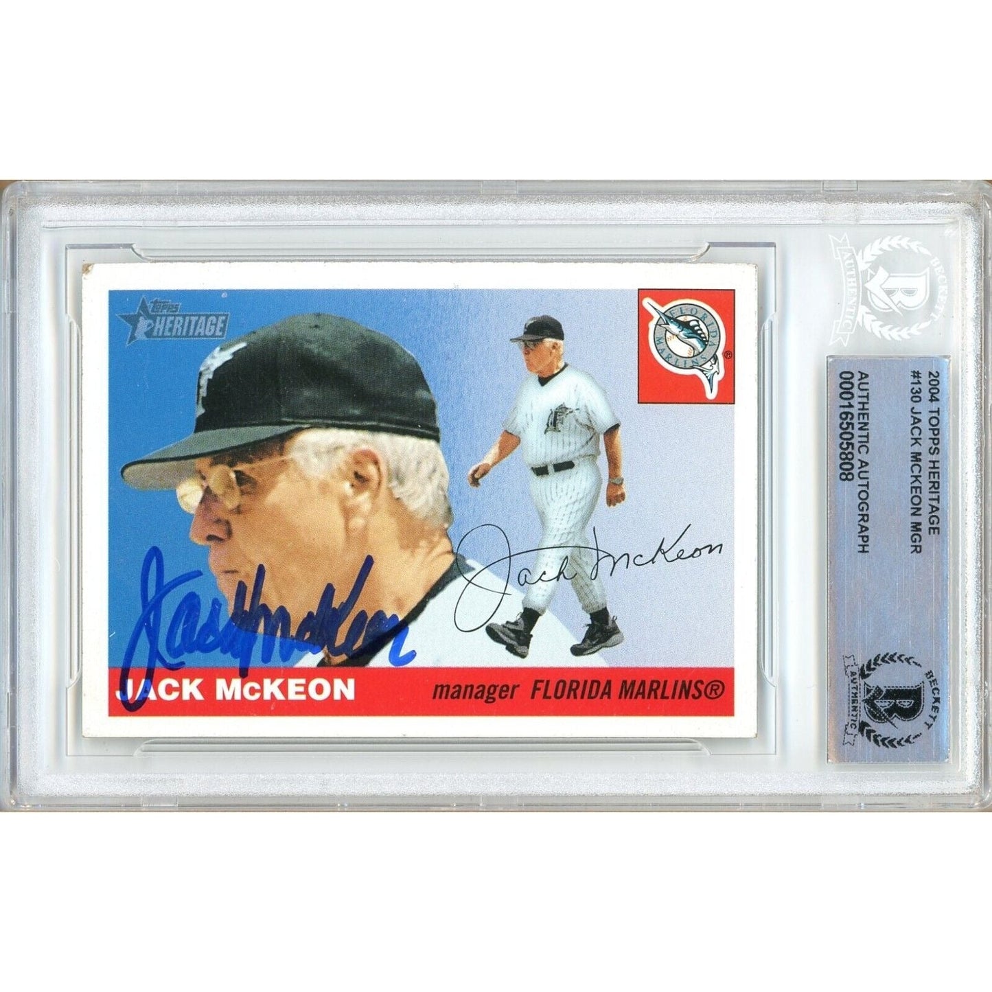 2004 Topps Heritage #130 — Jack McKeon Miami Marlins Autographed Trading Card — Beckett Authentication