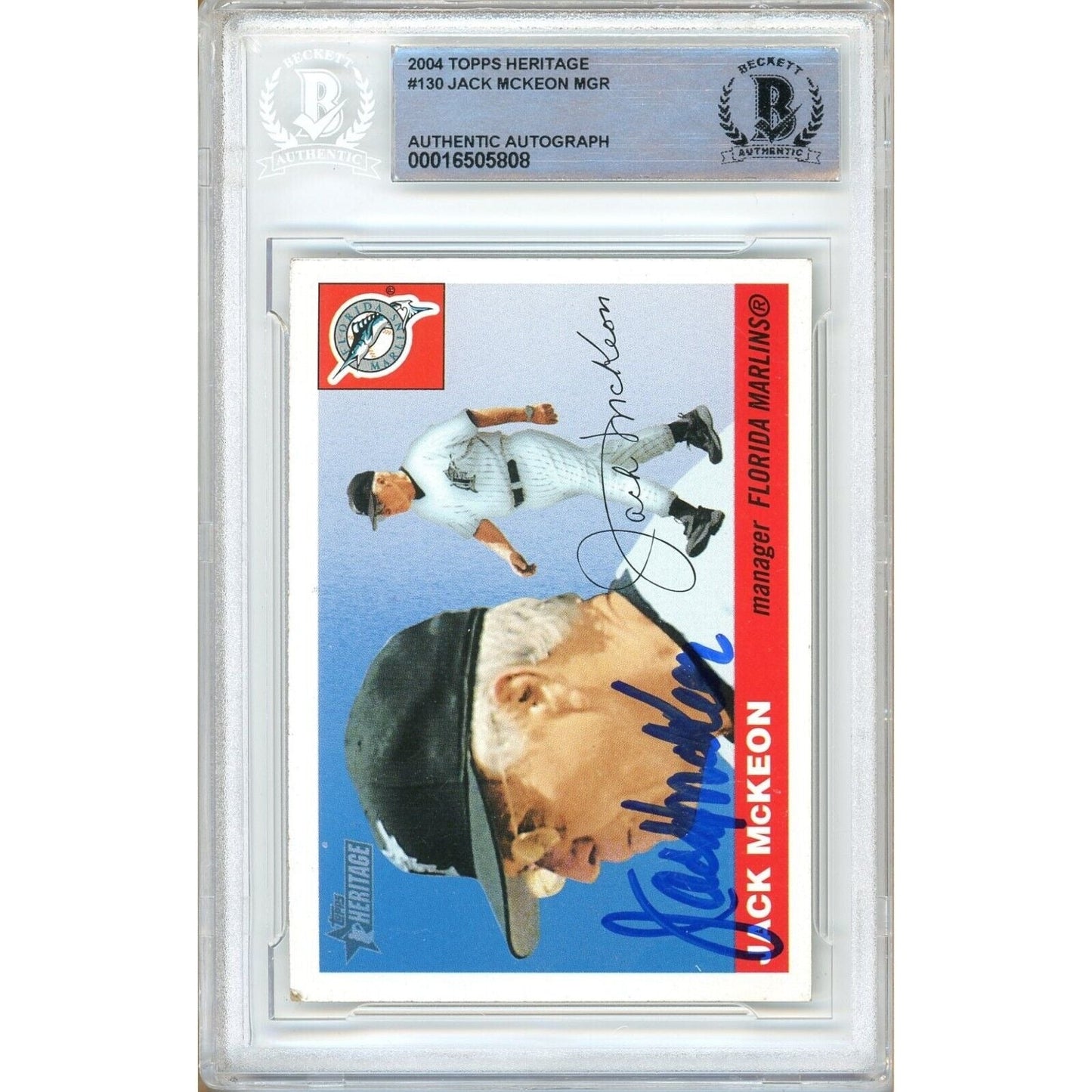 2004 Topps Heritage #130 — Jack McKeon Miami Marlins Autographed Trading Card — Beckett Authentication