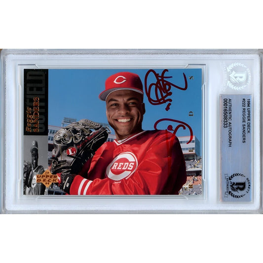 Reggie Sanders Cincinnati Reds Signed 1994 Upper Deck Card Beckett Authentic Auto Slab