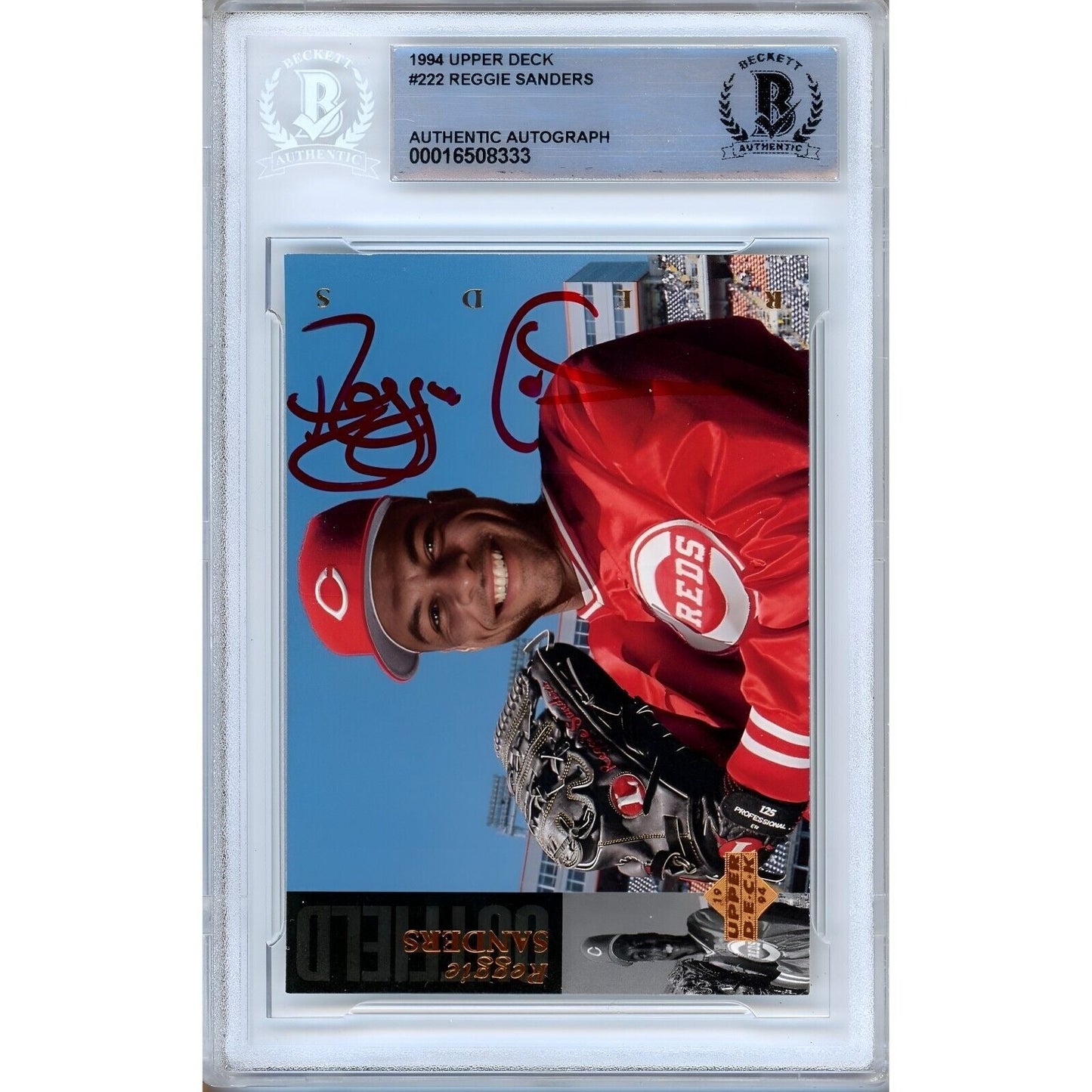Reggie Sanders Cincinnati Reds Signed 1994 Upper Deck Card Beckett Authentic Auto Slab