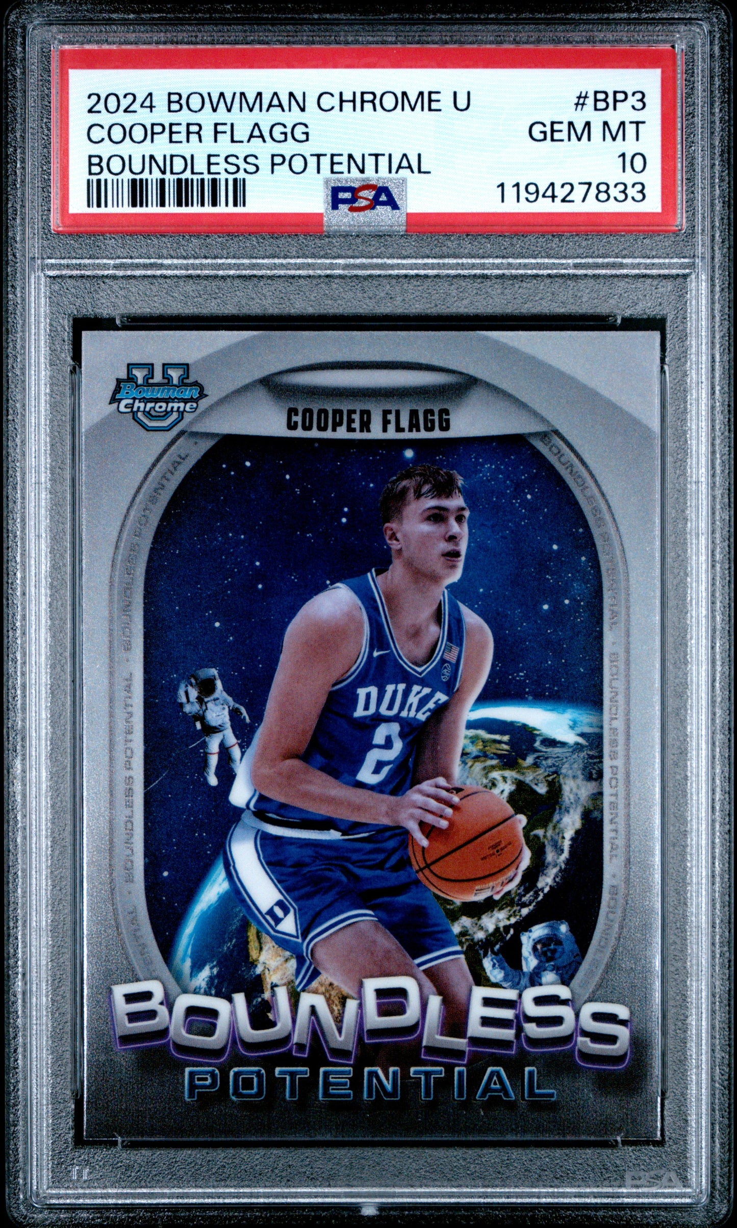 Graded 2024 Topps Bowman Chrome U Cooper Flagg #BP3 Boundless Potential Rookie RC Basketball Card PSA 10 Gem Mint