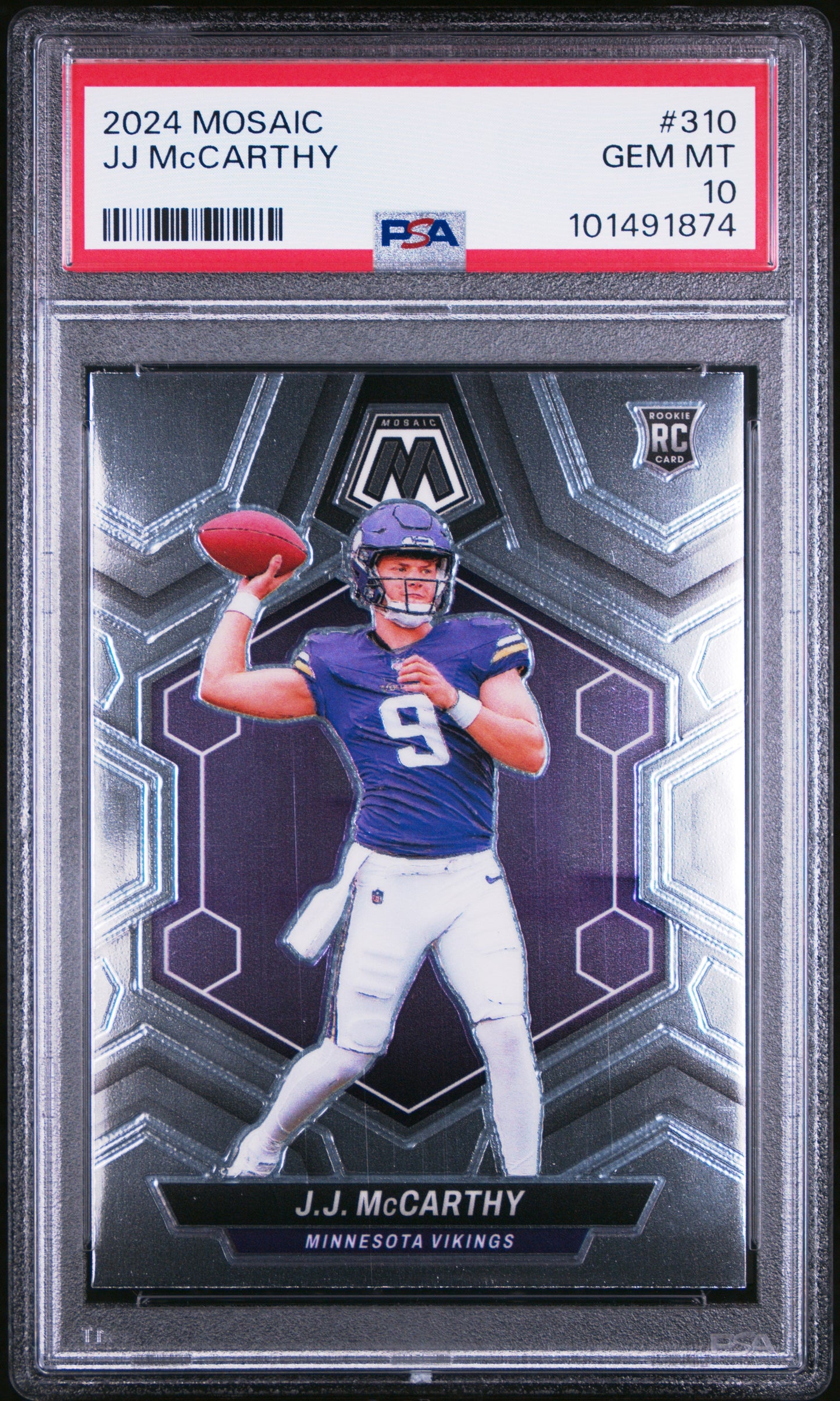 Graded 2024 Panini Mosaic JJ McCarthy #310 Rookie RC Football Card PSA 10 Gem Mint