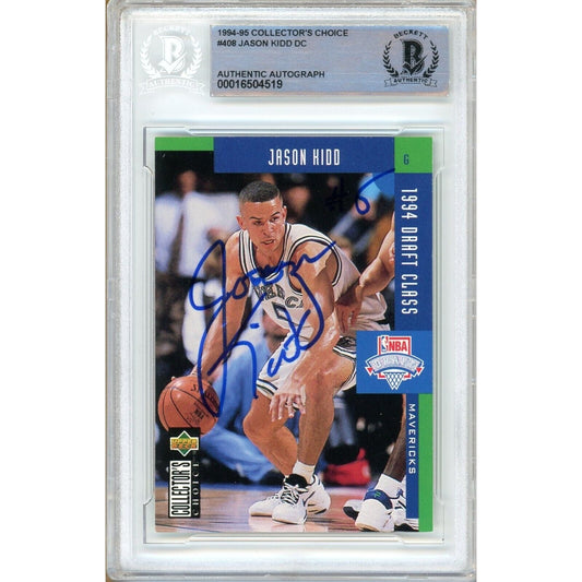1994-95 UD Collectors Choice #408 — Jason Kidd Dallas Mavericks Autographed Trading Card — Beckett Authentication