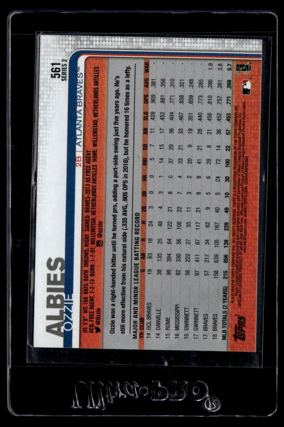 2019 Topps #561 Ozzie Albies
