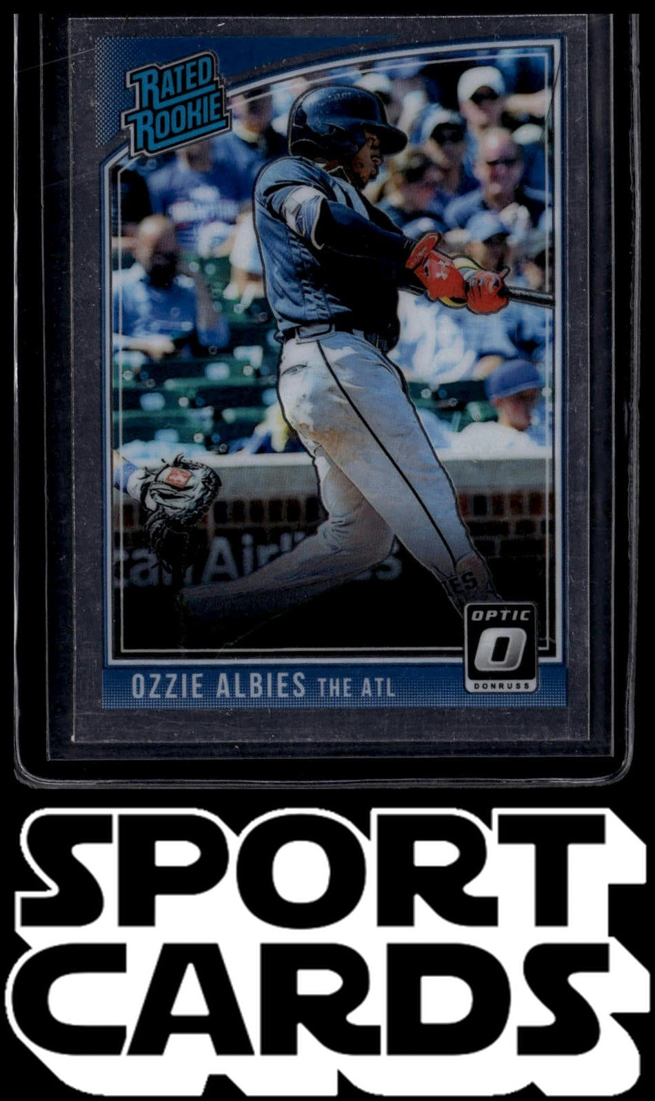 2018 Donruss Optic #36b Ozzie Albies "The ATL" on front SportCards.com