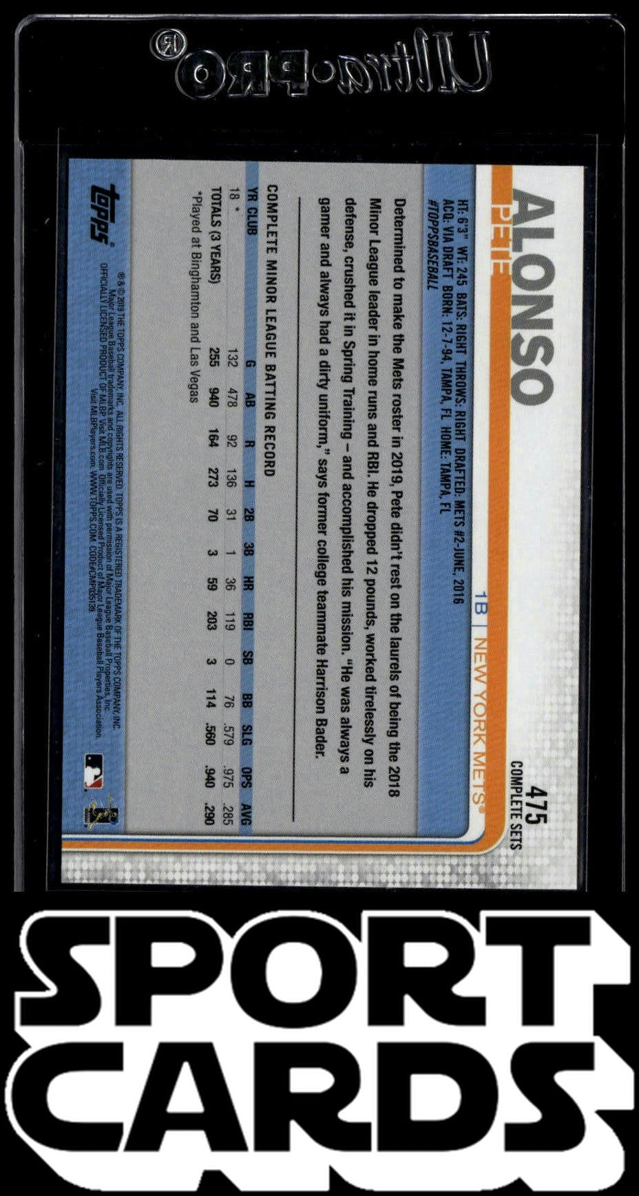 2019 Topps #475 Pete Alonso Factory Set Bonus: Rookie Image