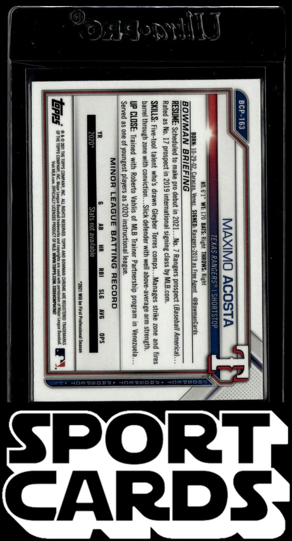 2021 Bowman Chrome #BCP-163 Maximo Acosta Prospects SportCards.com