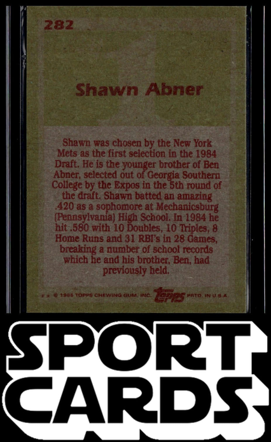 1985 Topps #282 Shawn Abner SportCards.com
