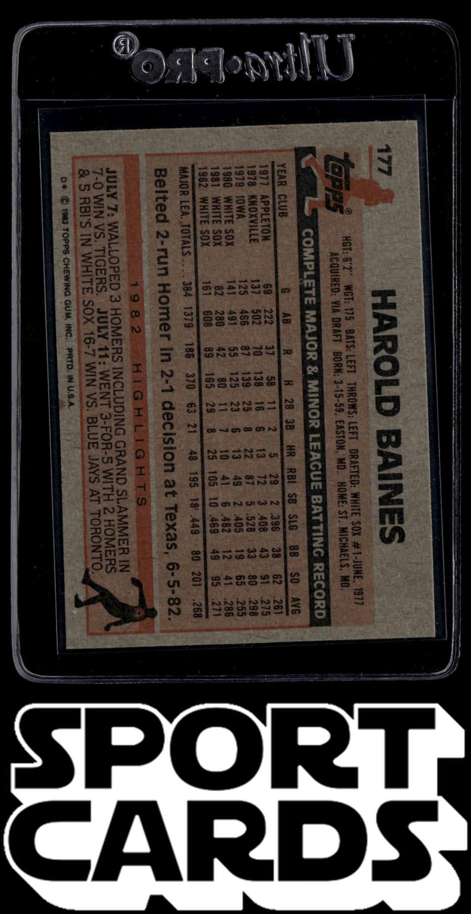 1983 Topps #177 Harold Baines SportCards.com