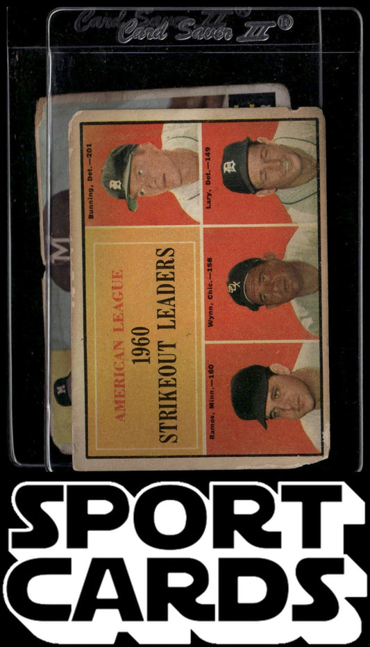 1961 Topps #50 1960 Strikeout Leaders (Bunning / Ramos / Wynn / Lary
