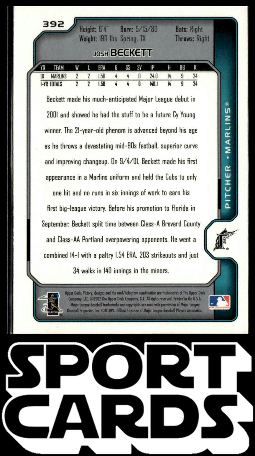 2002 Upper Deck Victory #392 Josh Beckett SportCards.com