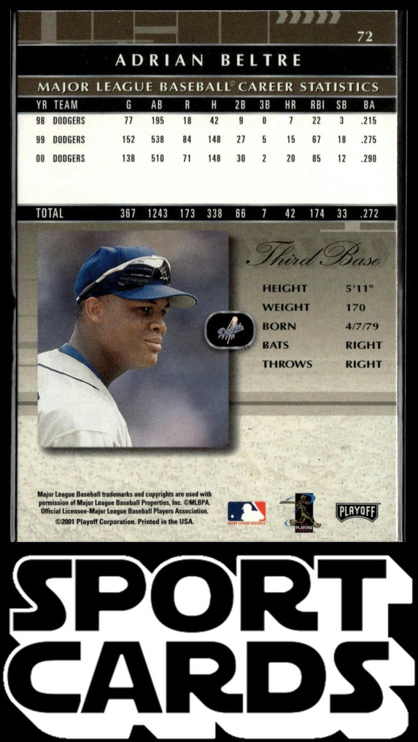2001 Playoff Absolute Memorabilia #72 Adrian Beltre SportCards.com