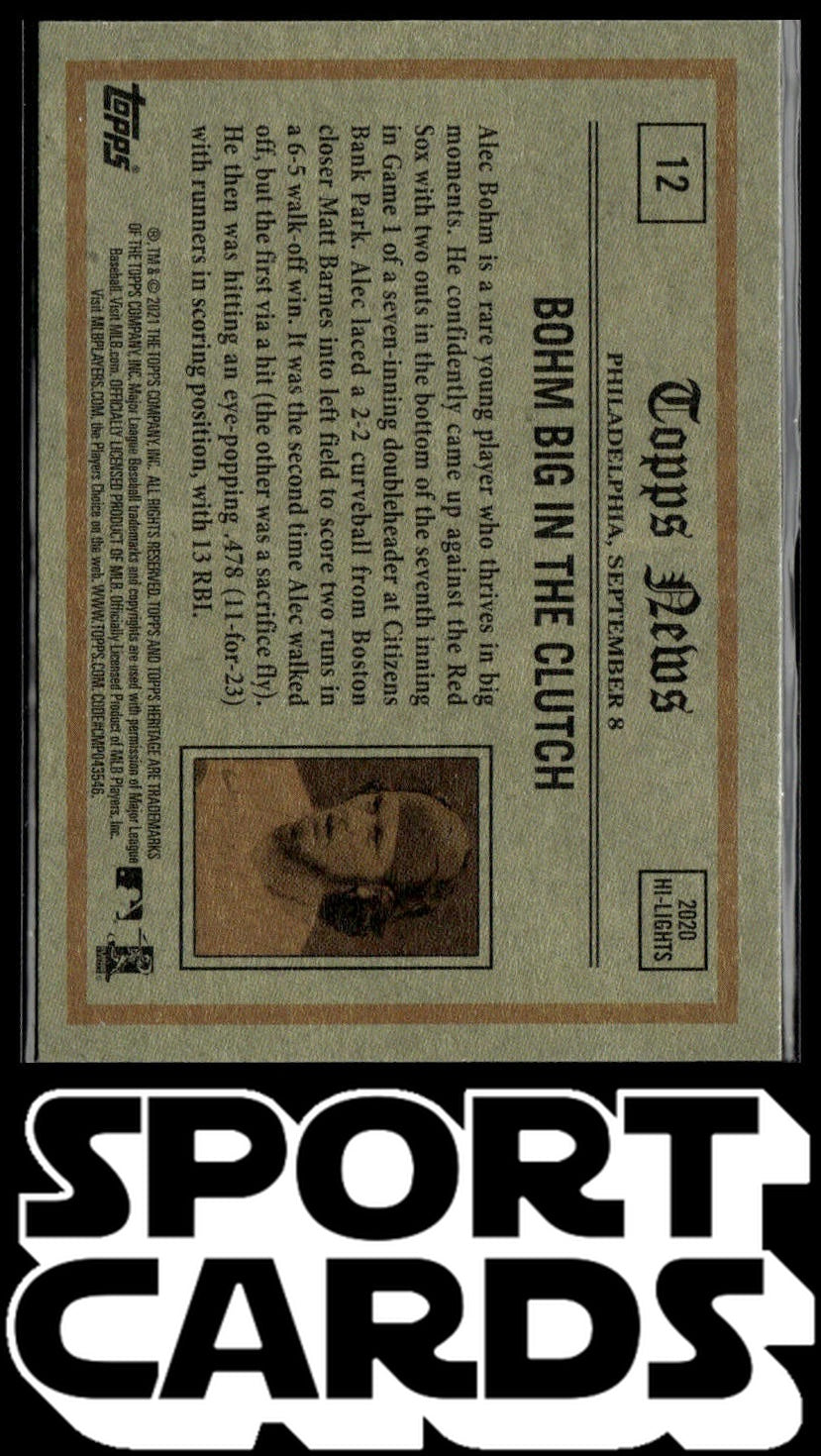 2021 Topps Heritage #12 Alec Bohm SportCards.com