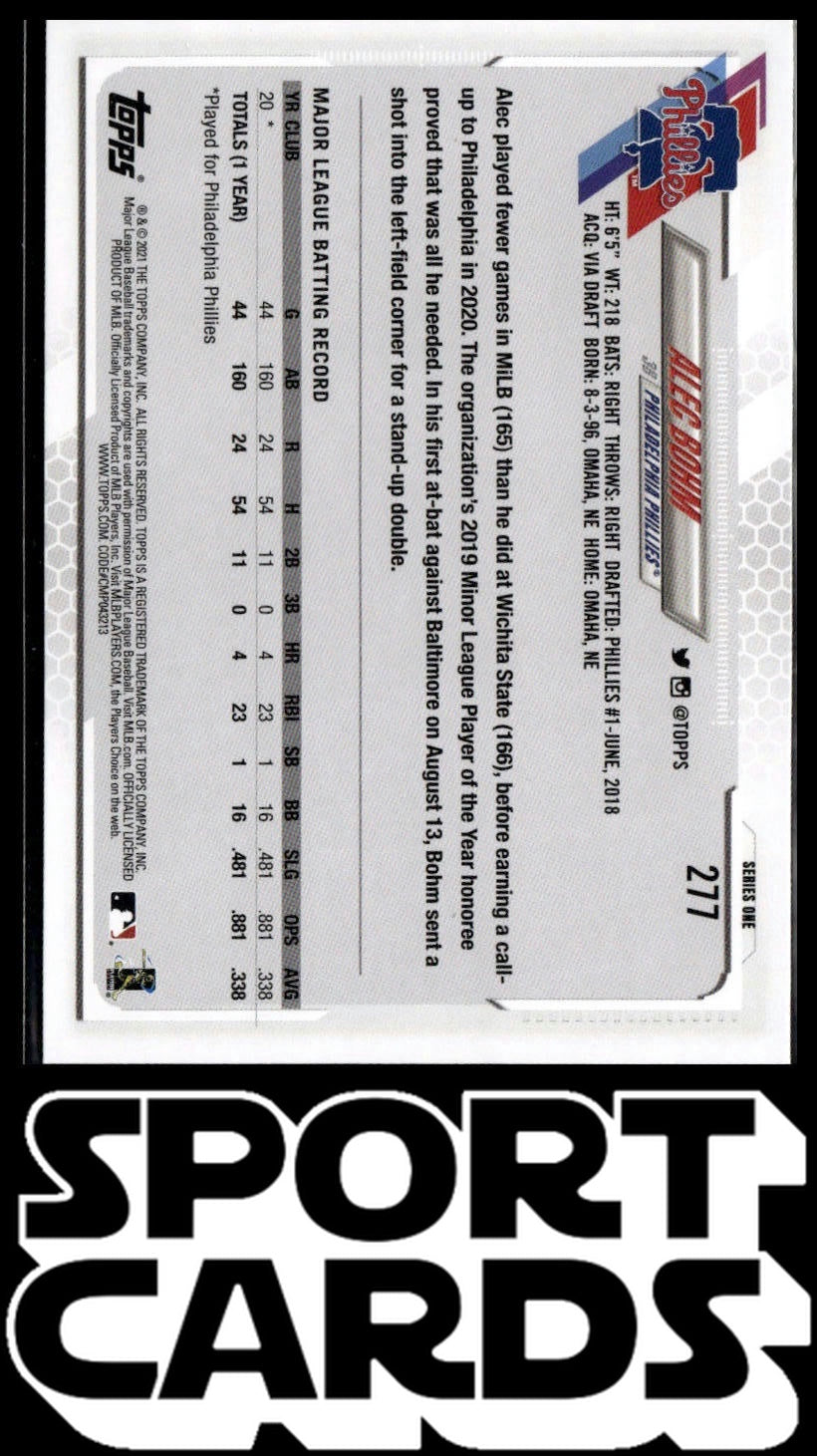 2021 Topps #277 Alec Bohm Blue Star SportCards.com