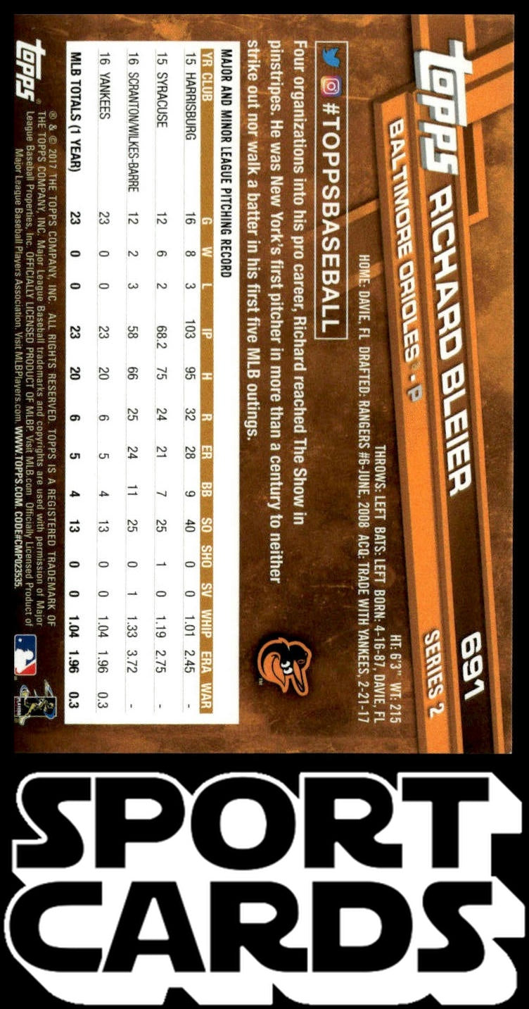 2017 Topps #691 Richard Bleier Sparkle Foil #/175 SportCards.com