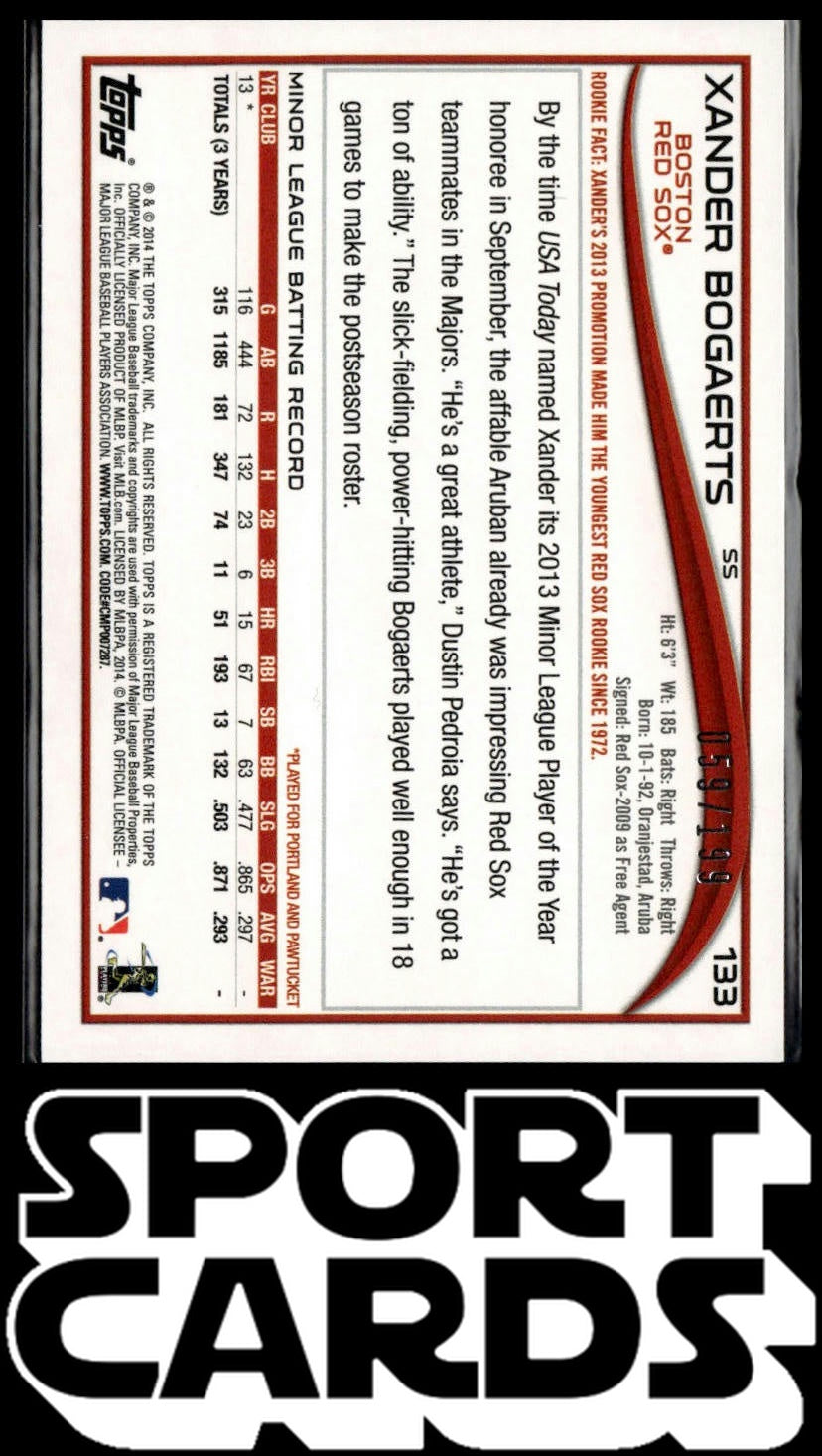 2014 Topps #133 Xander Bogaerts Orange (Factory) #/199 SportCards.com