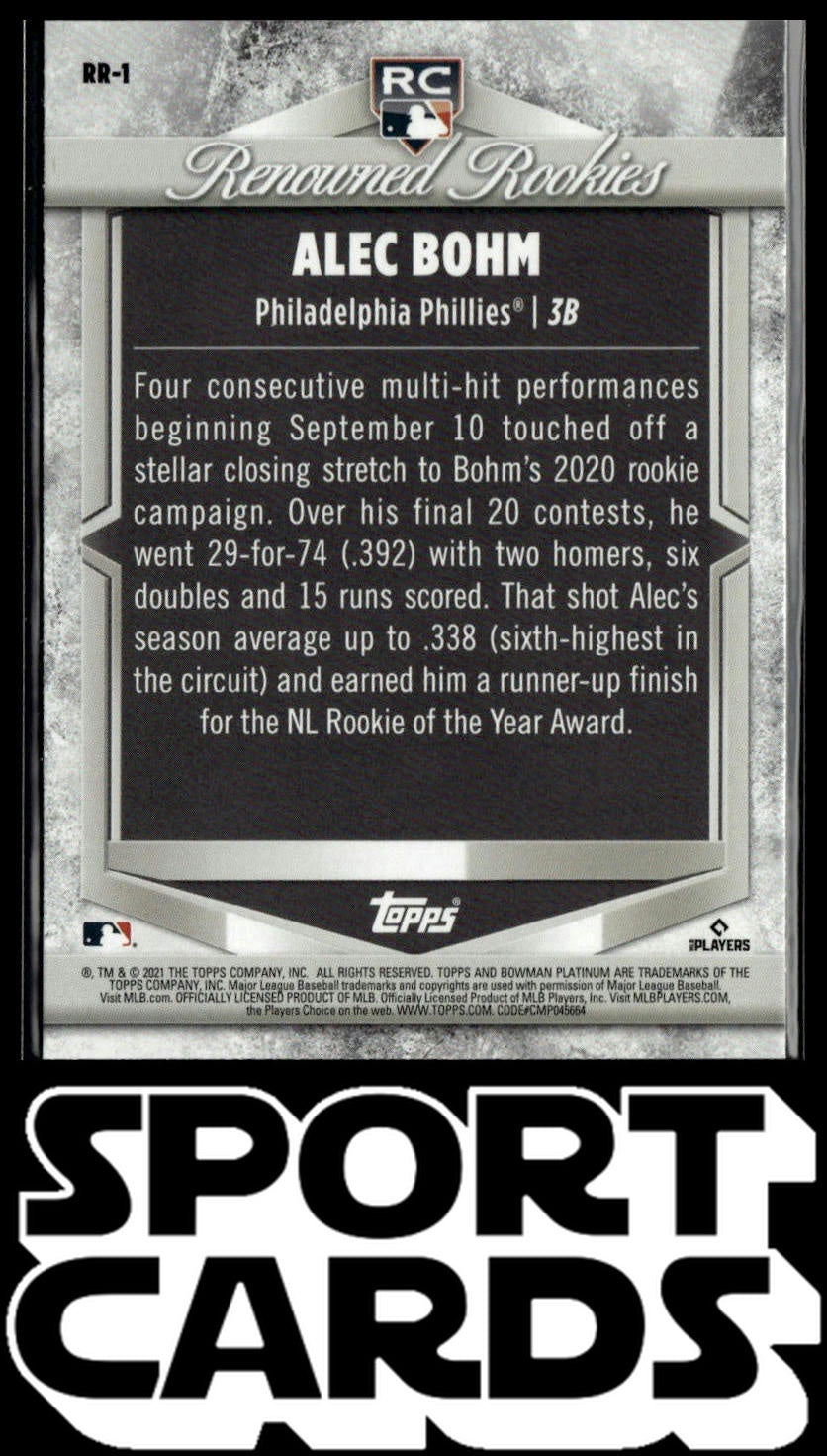 2021 Bowman Platinum #RR-1 Alec Bohm Renowned Rookies SportCards.com