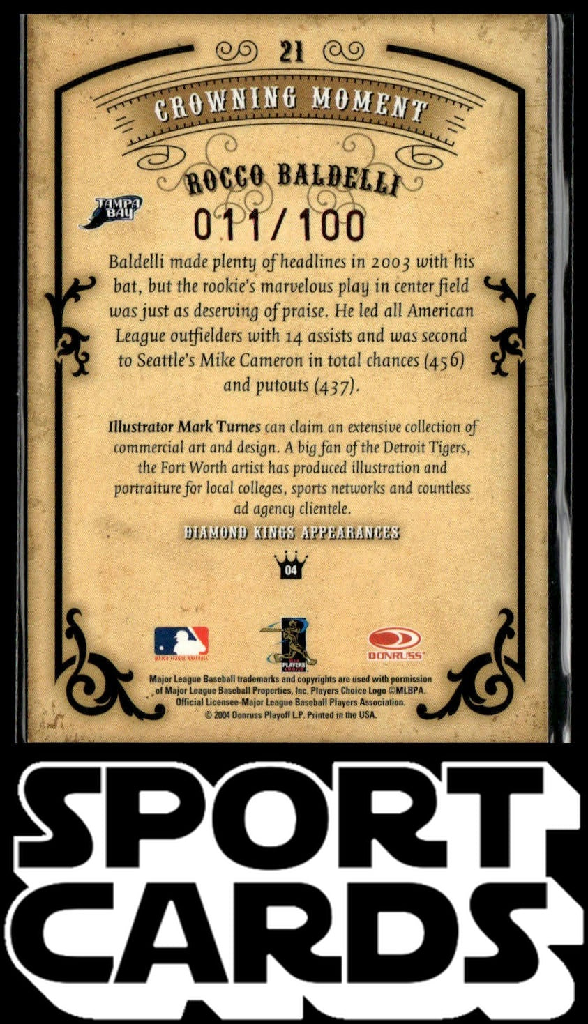 2004 Donruss Diamond Kings #21 Rocco Baldelli Bronze #/100 SportCards.com