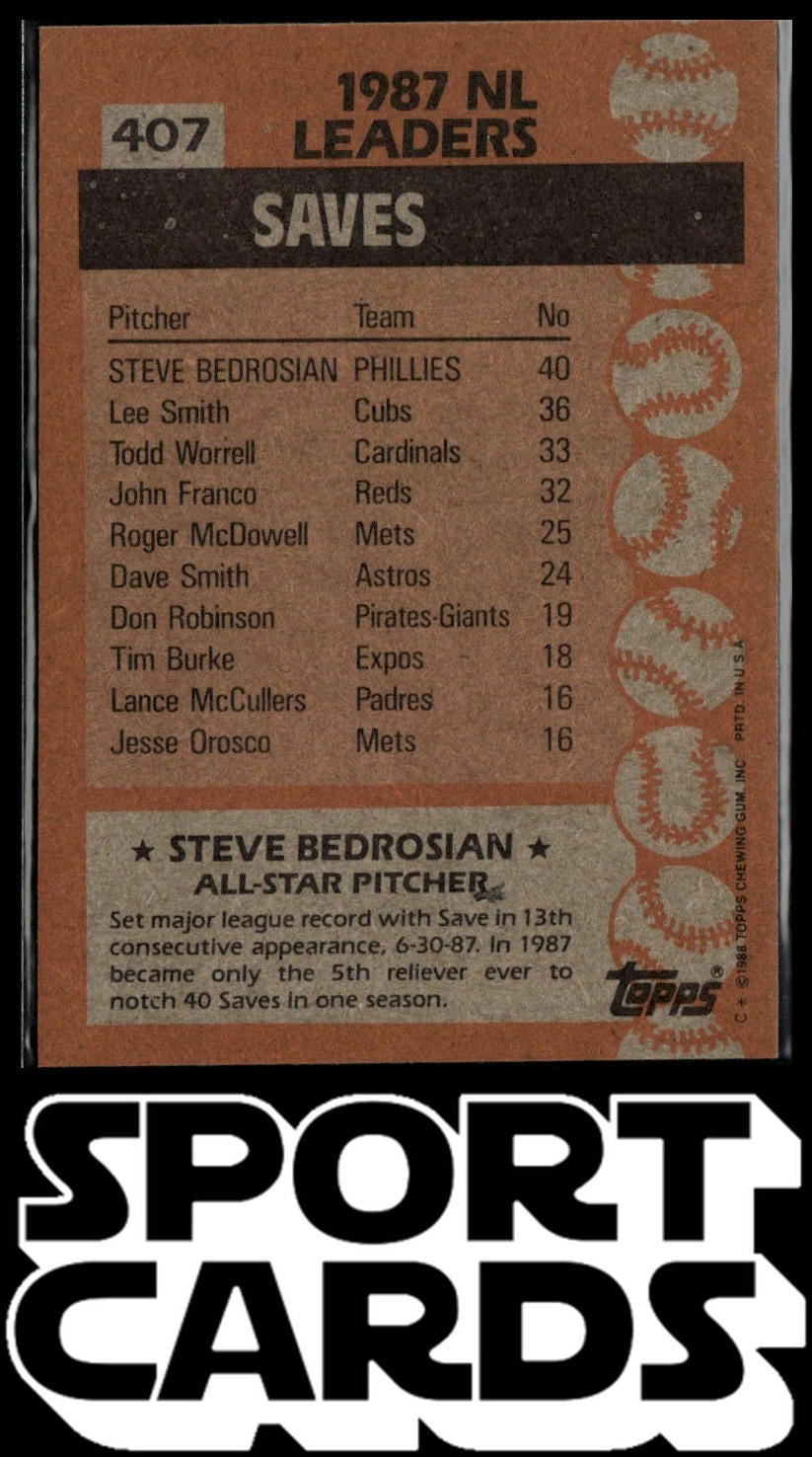 1988 Topps #407 Steve Bedrosian SportCards.com