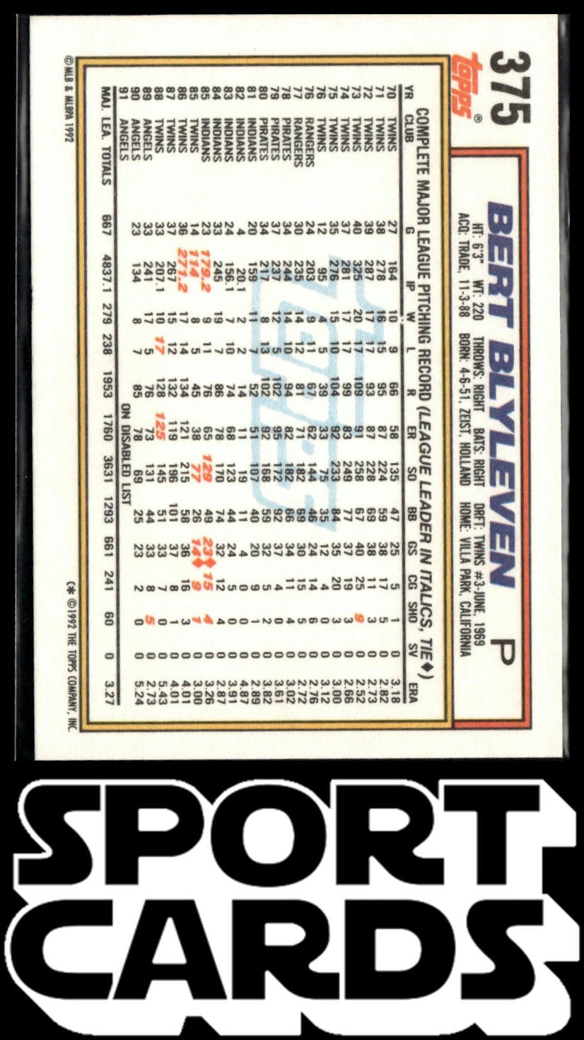 1992 Topps #375 Bert Blyleven SportCards.com
