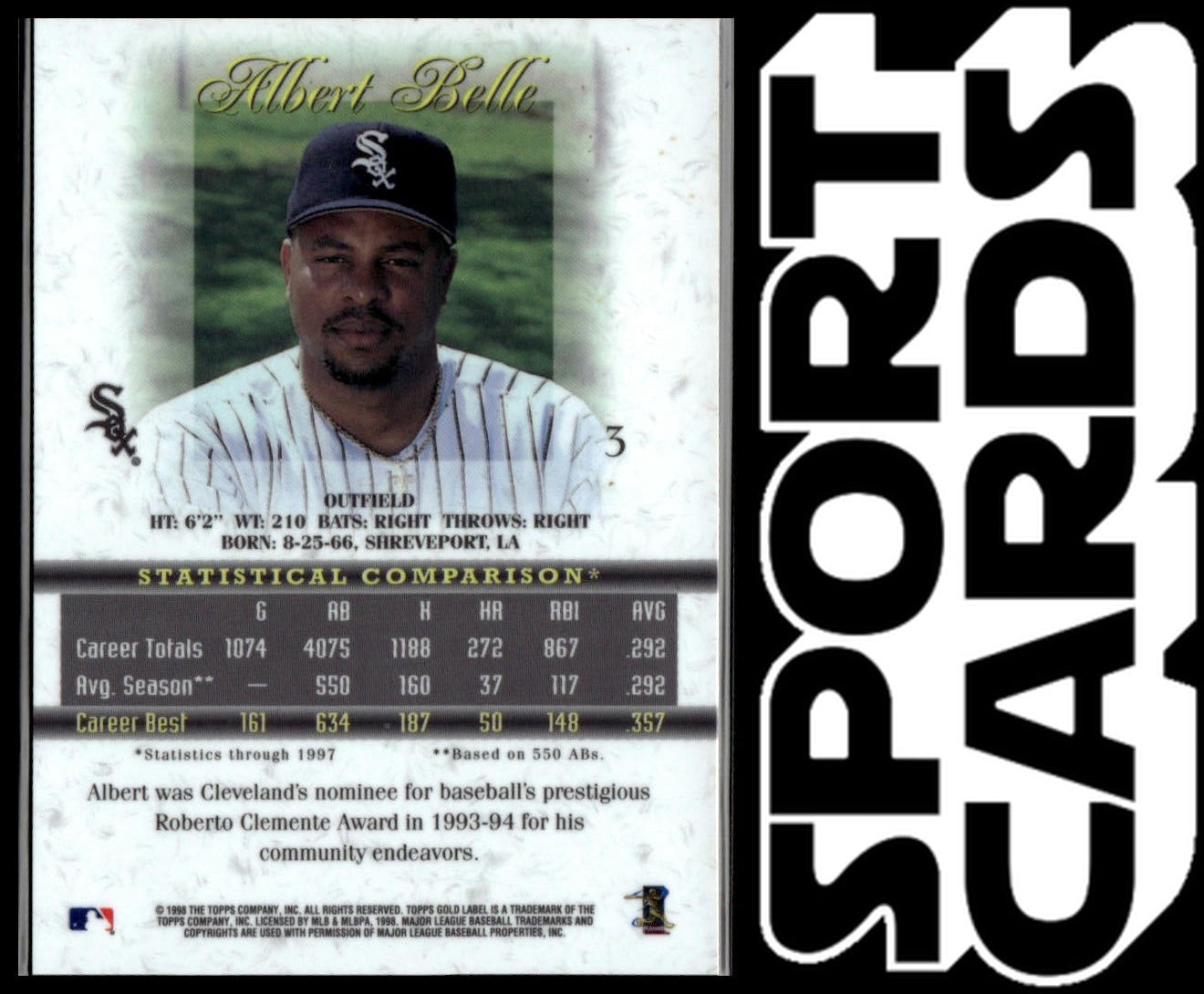 1998 Topps Gold Label #3 Albert Belle Class 1 Red Label #/100 SportCards.com