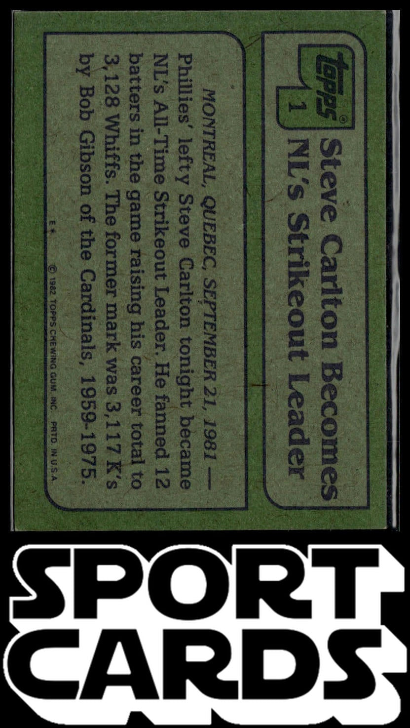 1982 Topps #1 Steve Carlton SportCards.com