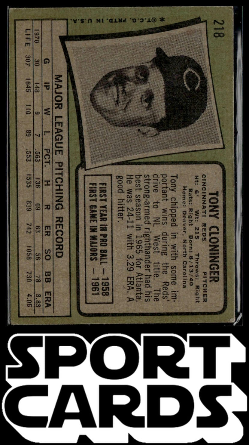 1971 Topps #218 Tony Cloninger SportCards.com