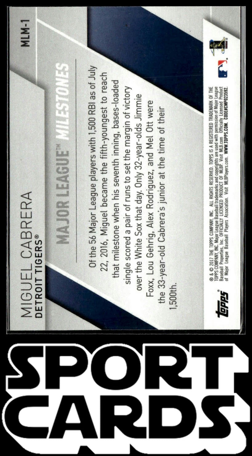 2017 Topps #MLM-1 Miguel Cabrera Major League Milestones SportCards.com