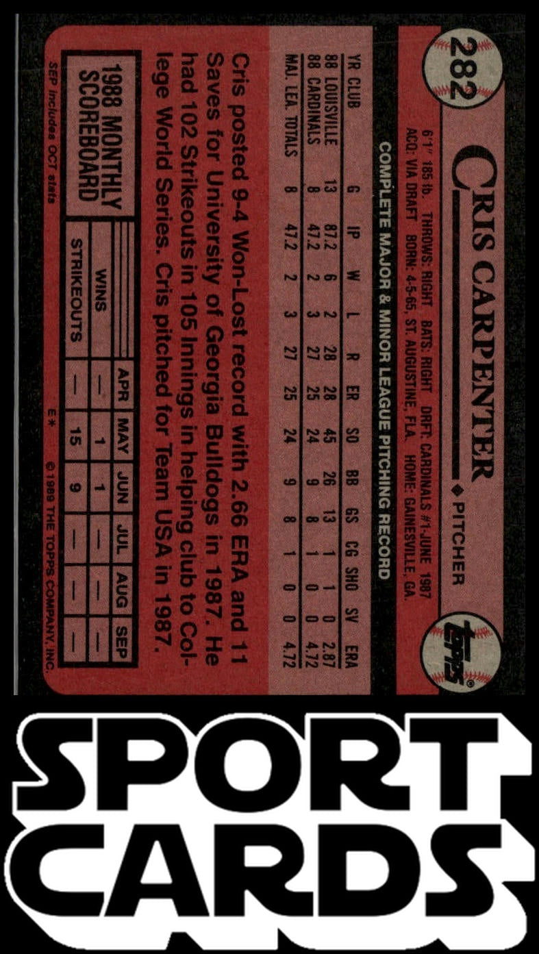 1989 Topps #282 Cris Carpenter SportCards.com