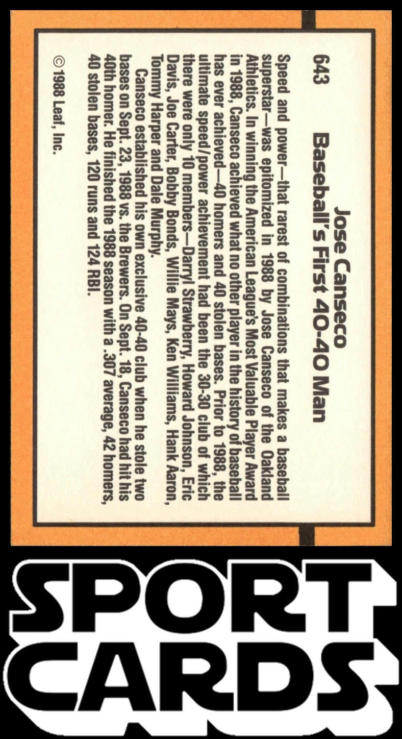 1989 Donruss #643 Jose Canseco SportCards.com