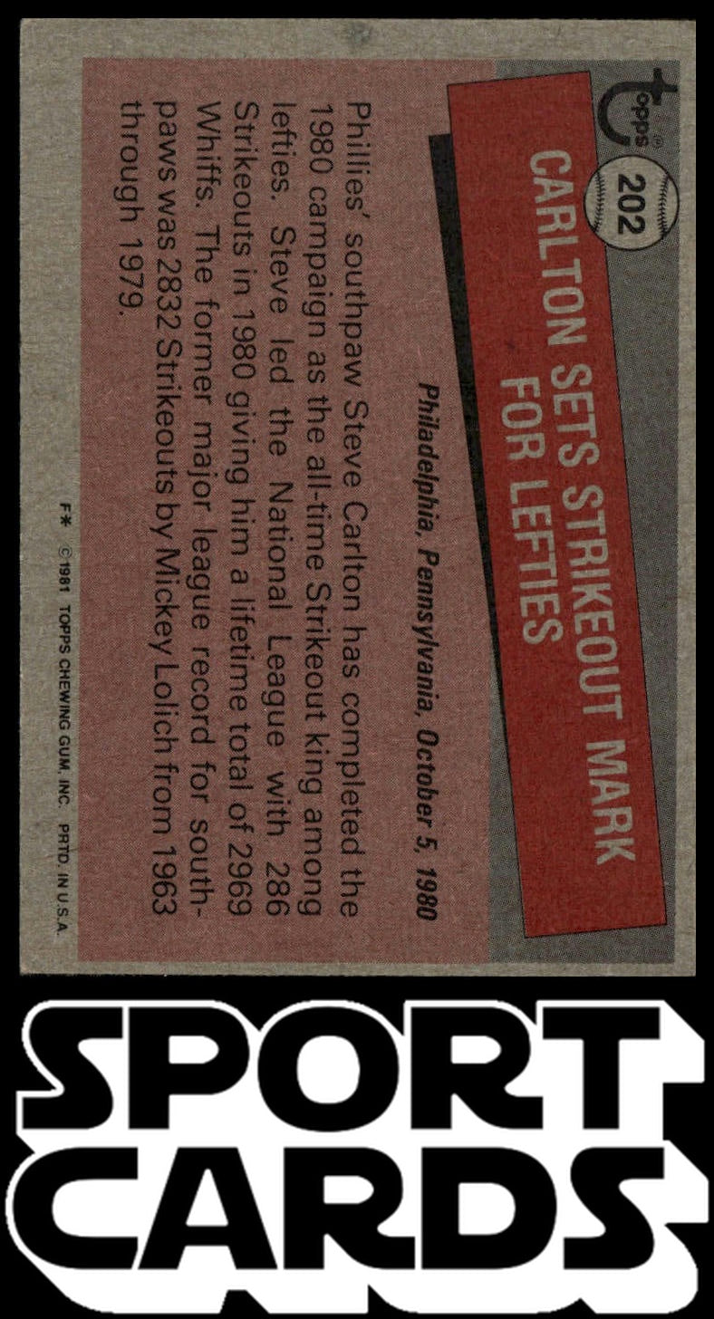 1981 Topps #202 Steve Carlton SportCards.com