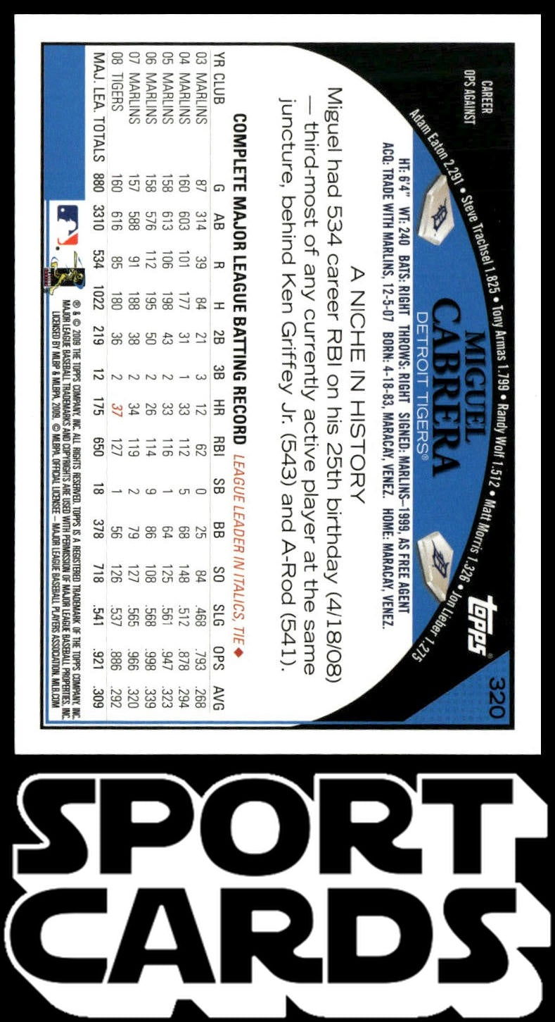2009 Topps Detroit Tigers #DET1 Miguel Cabrera SportCards.com