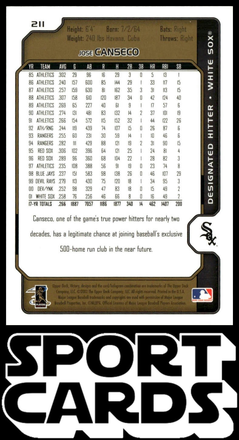 2002 Upper Deck Victory #211 Jose Canseco SportCards.com