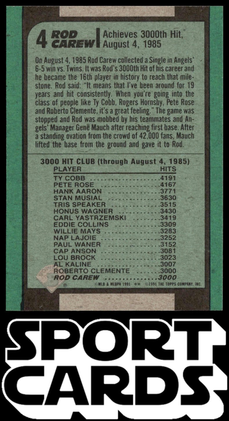 1991 Bowman #4 Rod Carew SportCards.com