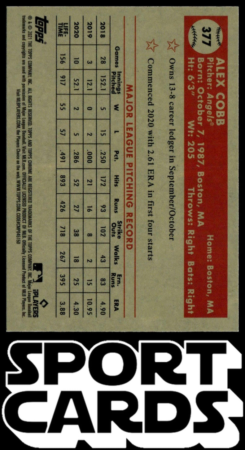 2021 Topps Chrome Platinum Anniversary #377 Alex Cobb SportCards.com