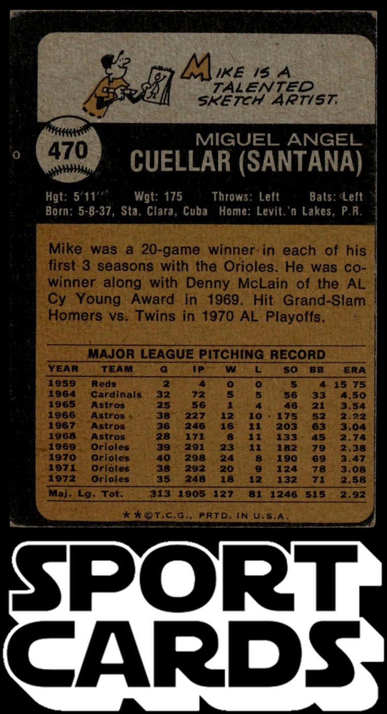 1973 Topps #470 Mike Cuellar SportCards.com