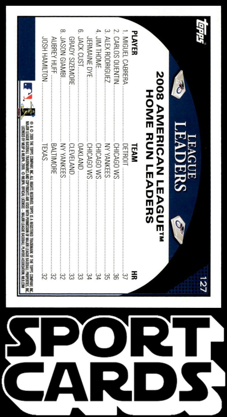 2009 Topps #127 Miguel Cabrera / Carlos Quentin / Alex Rodriguez