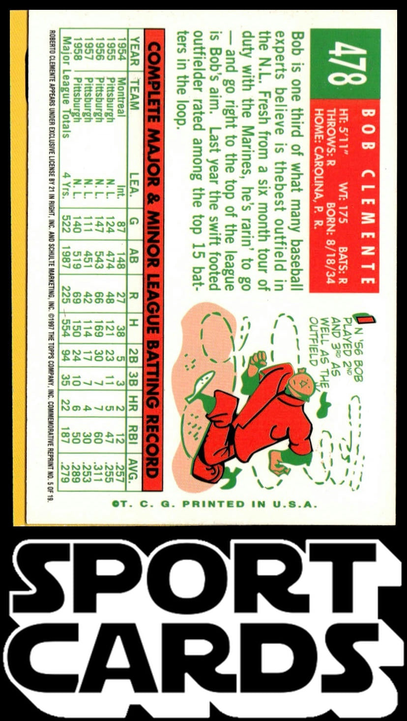 1998 Topps #14 Bob Clemente Roberto Clemente Commemorative Reprints