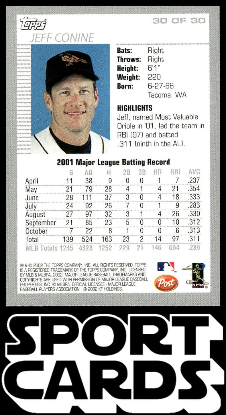 2002 Topps Post Cereal #30 Jeff Conine SportCards.com