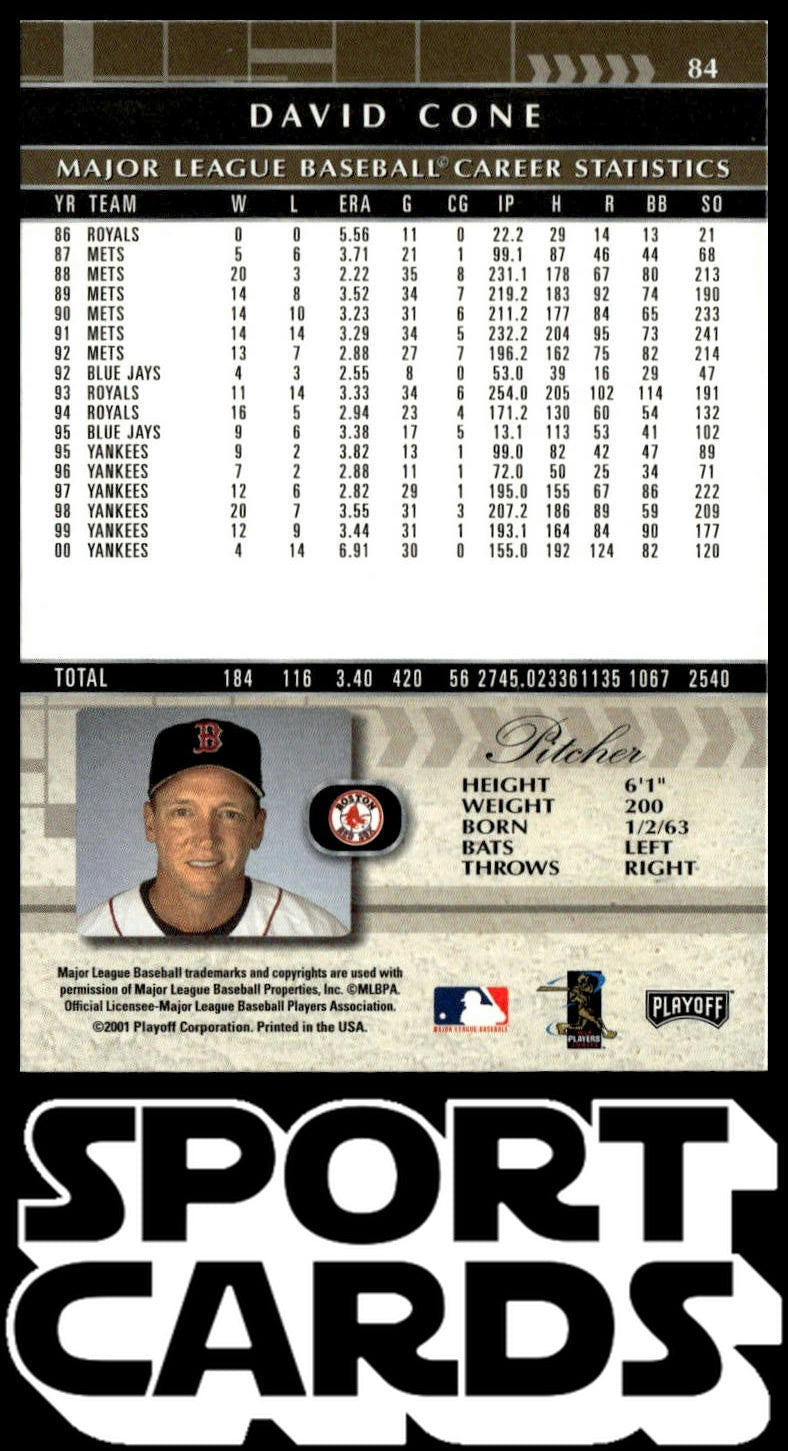 2001 Playoff Absolute Memorabilia #84 David Cone SportCards.com