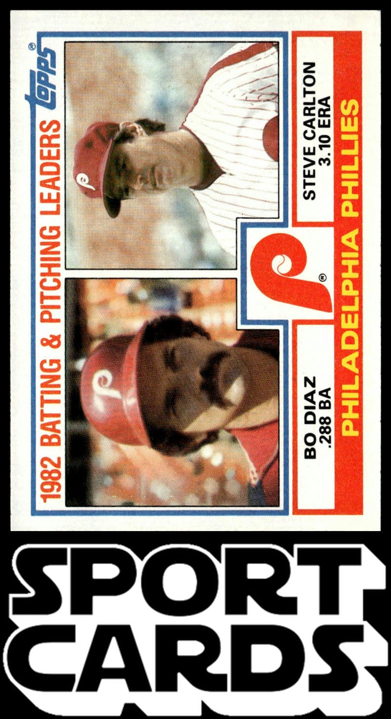 1983 Topps #229 Phillies Leaders / Checklist (Bo Diaz / Steve Carlton)