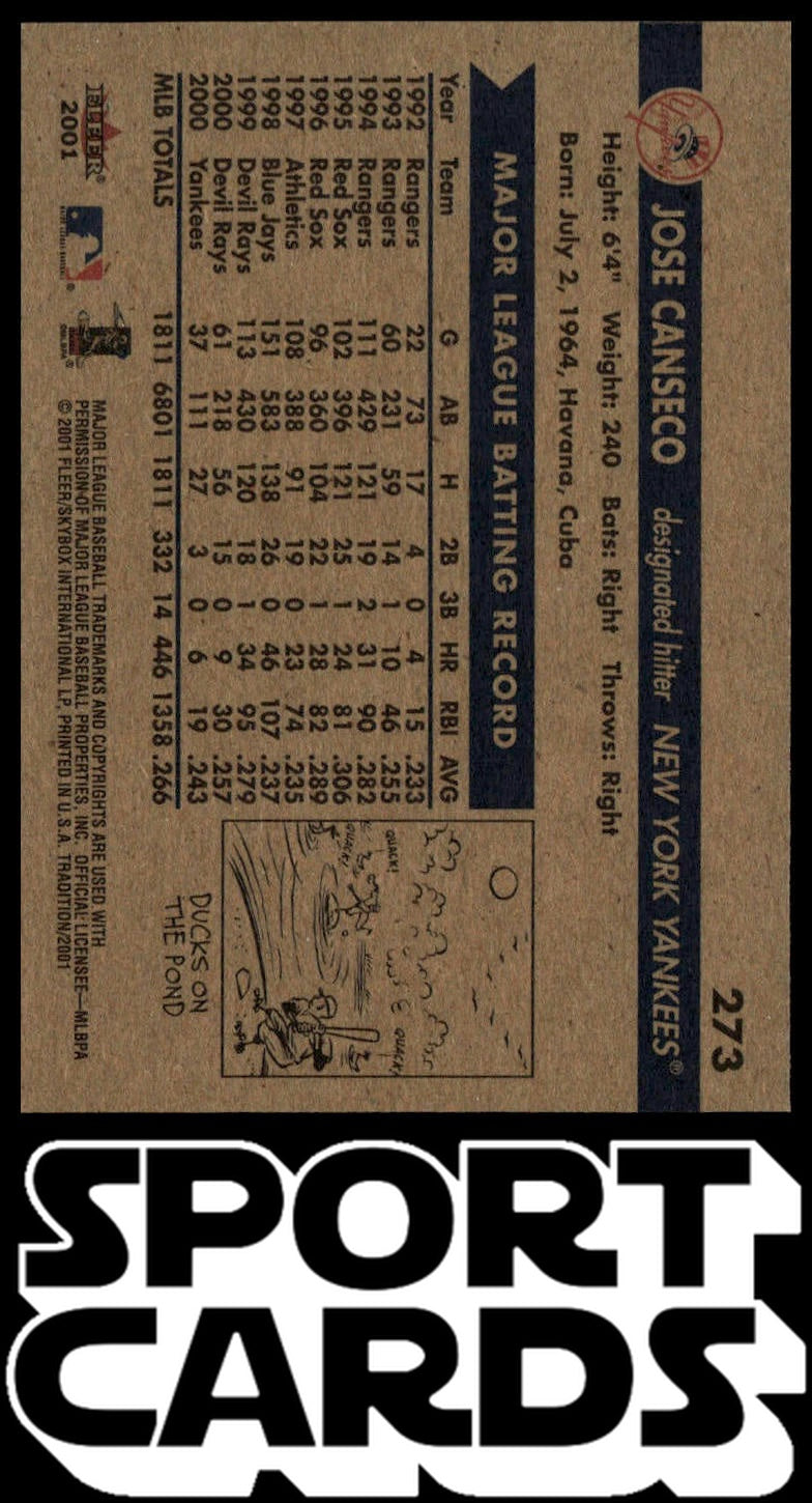 2001 Fleer Tradition #273 Jose Canseco SportCards.com