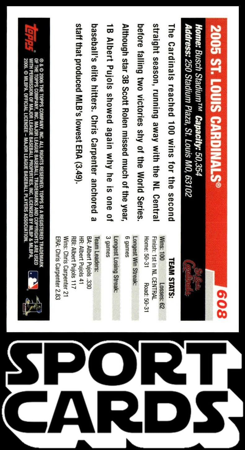 2006 Topps #608 St. Louis Cardinals SportCards.com