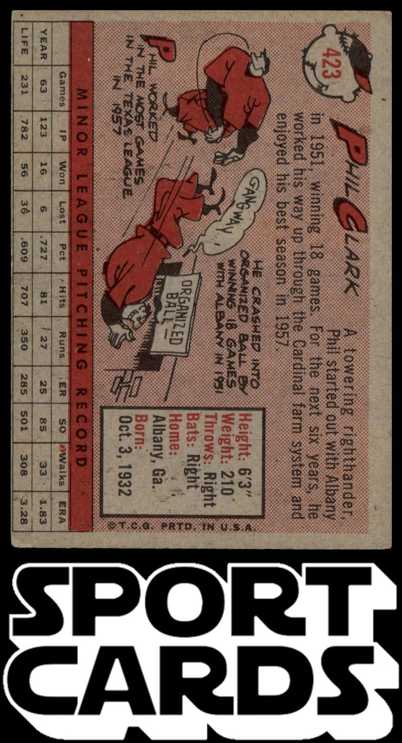 1958 Topps #423 Phil Clark SportCards.com