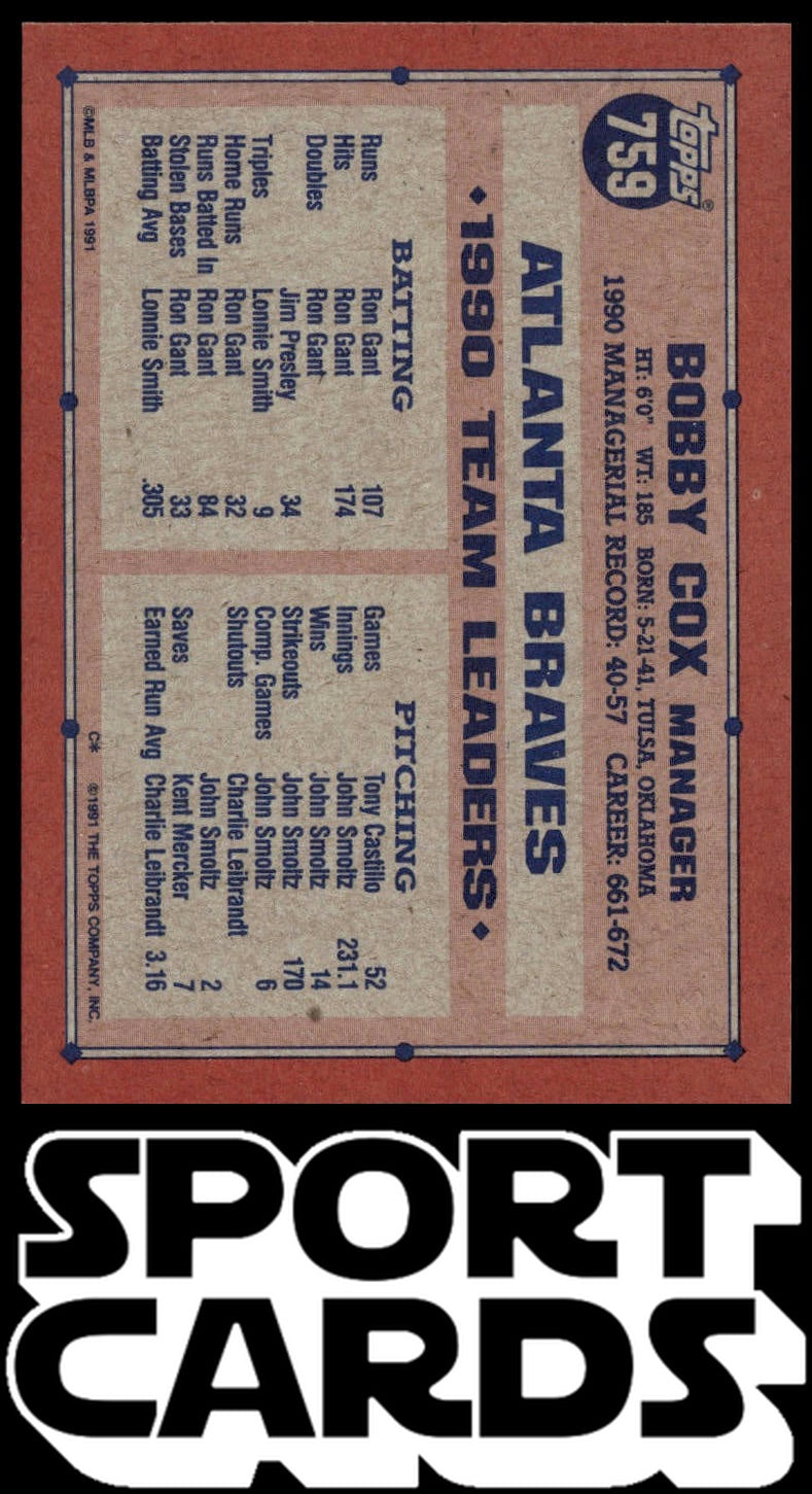 1991 Topps Micro #759 Bobby Cox SportCards.com