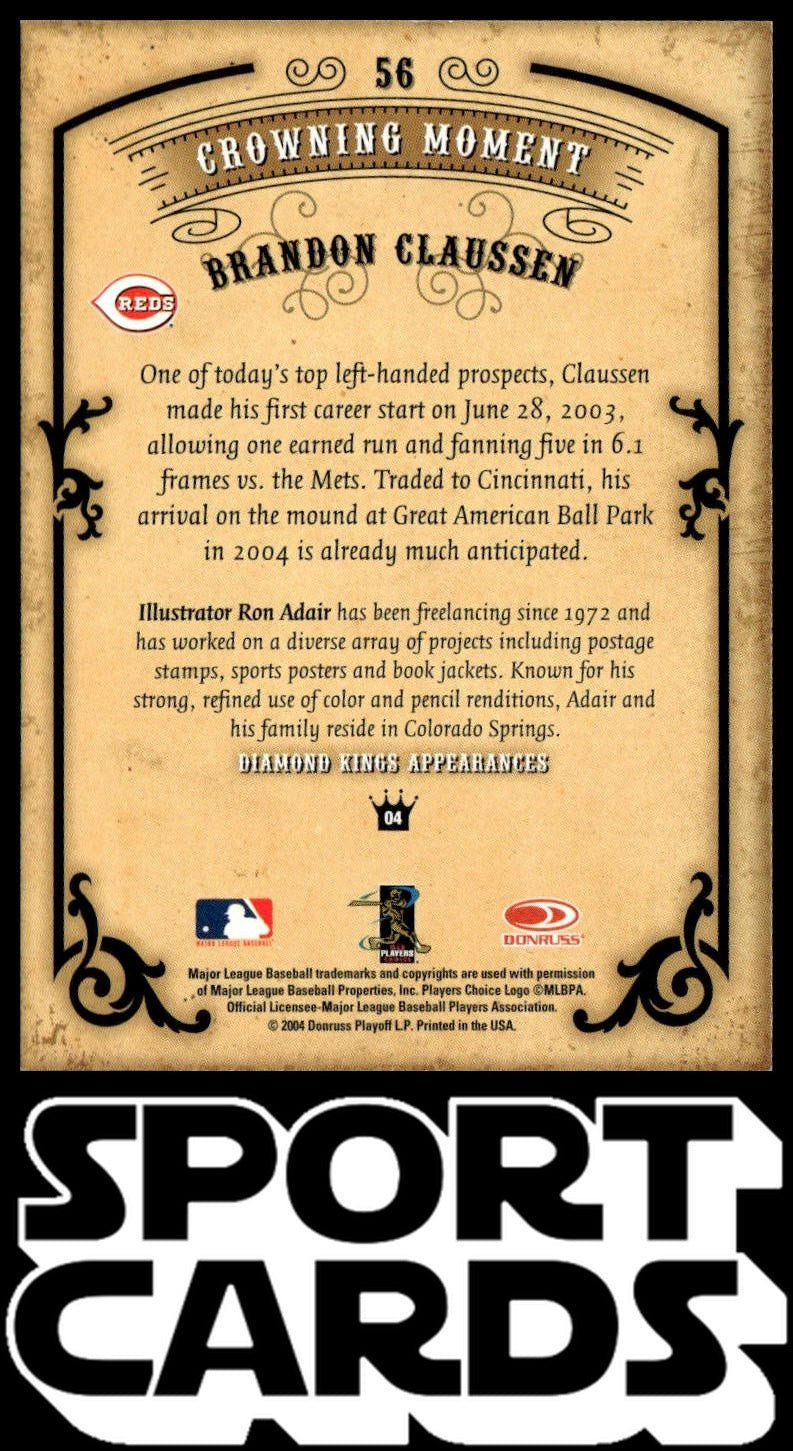 2004 Donruss Diamond Kings #56 Brandon Claussen Framed Silver #/100