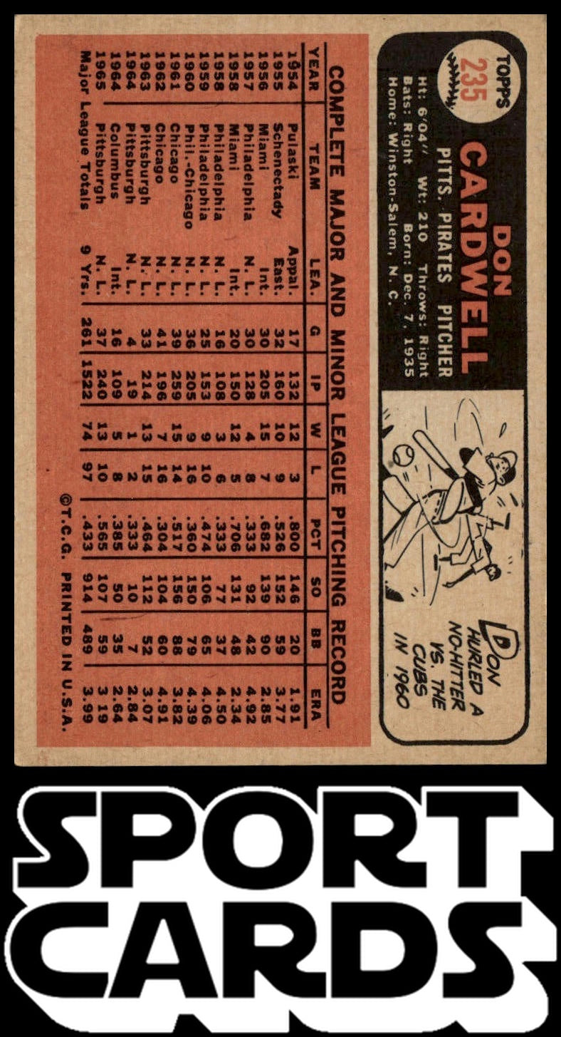 1966 Topps #235 Don Cardwell SportCards.com