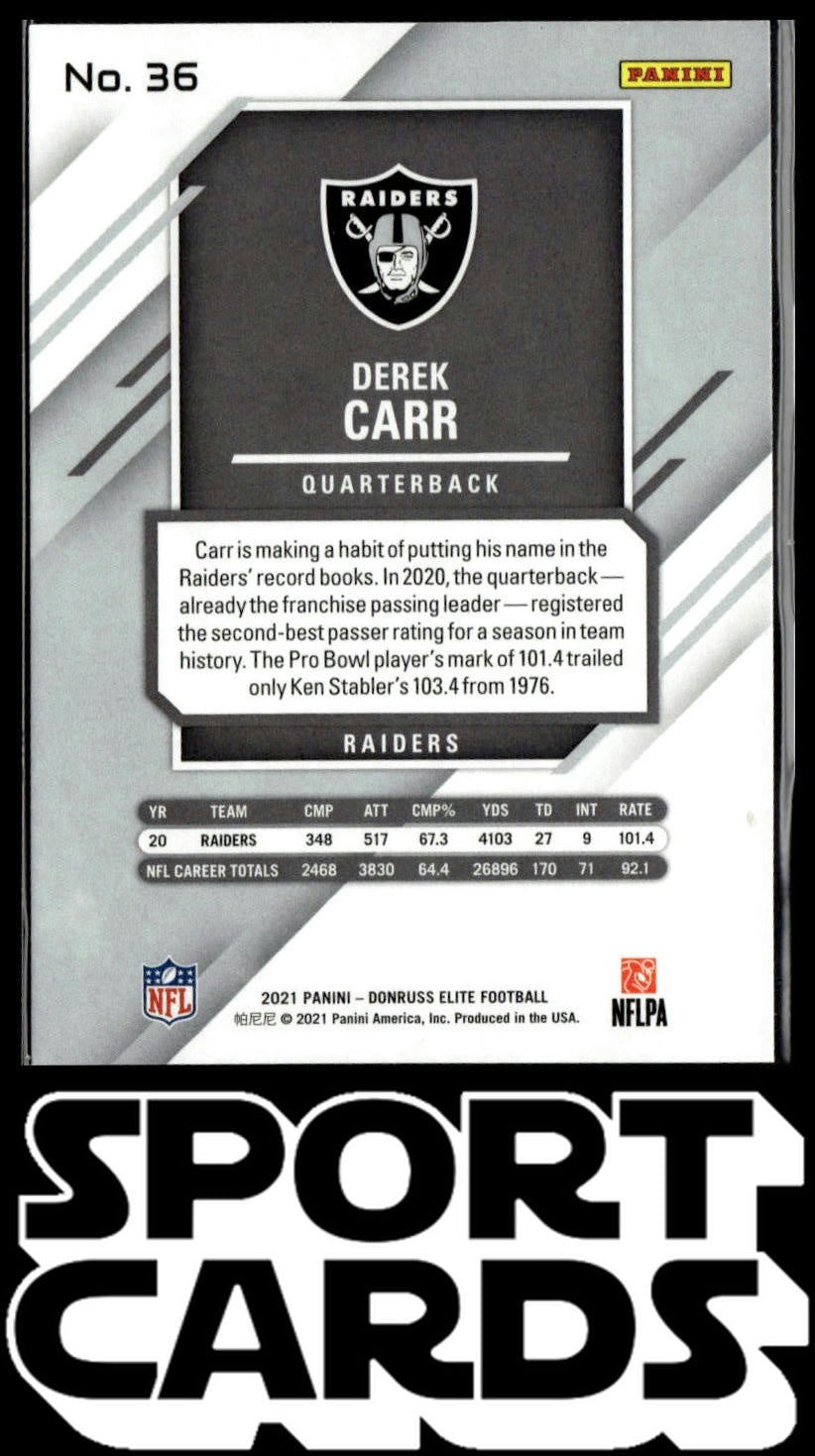 2021 Donruss Elite #36 Derek Carr SportCards.com